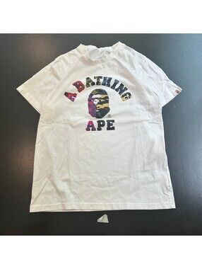 A Bathing Ape White Camouflage Logo T-Shirt